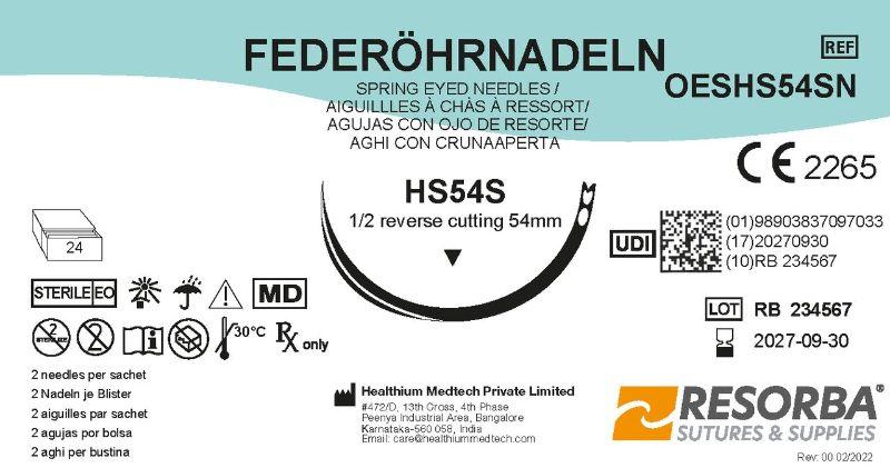 Голки хірургічні діаметром 1,4мм, ріжучі зворотні окружність 1/2, довжиною 54 мм